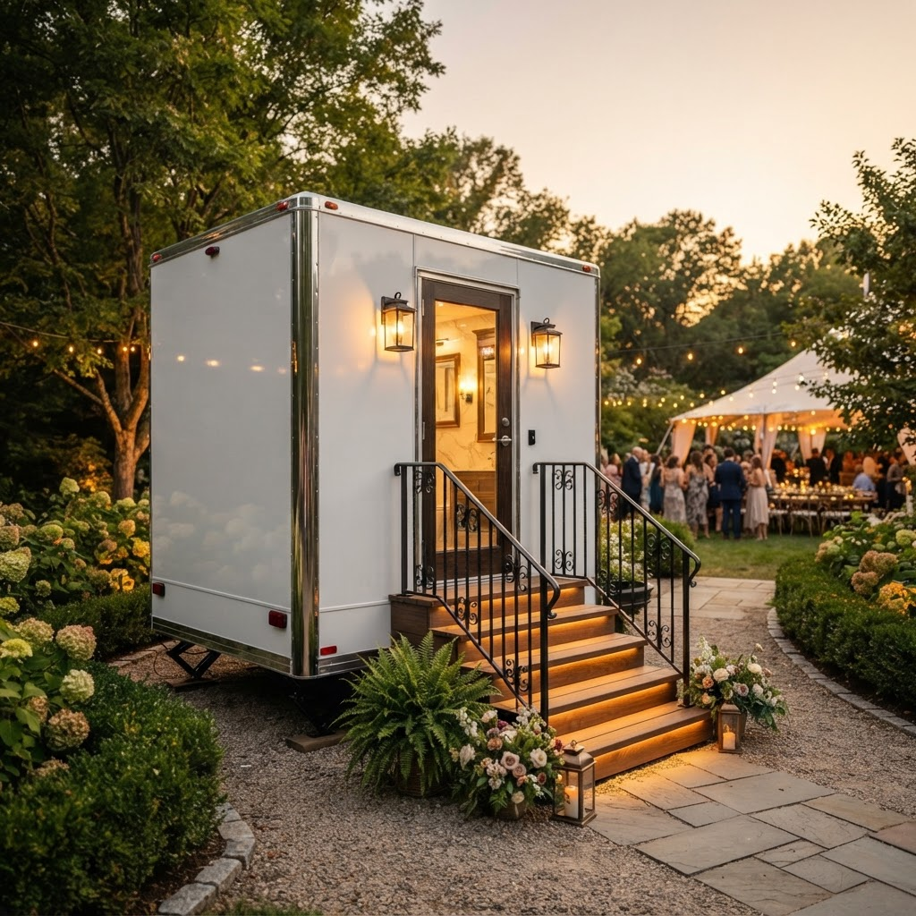 Upscale luxury restroom trailer for weddings and corporate events